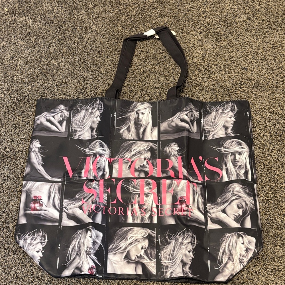 NWT Victoria's Secret Black large Tote with Candice Swanepoel rare & sold out